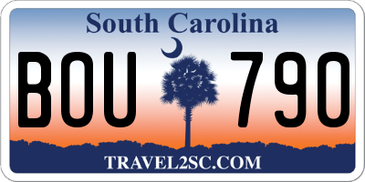 SC license plate BOU790