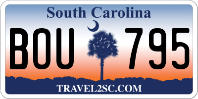 SC license plate BOU795
