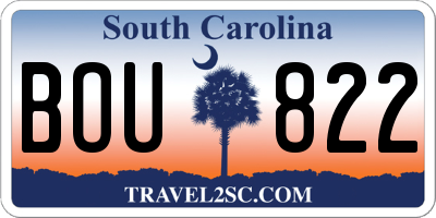 SC license plate BOU822