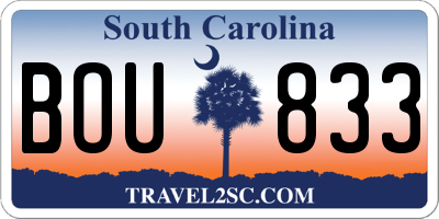 SC license plate BOU833
