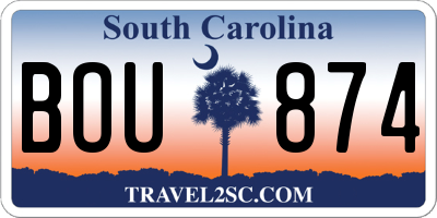 SC license plate BOU874