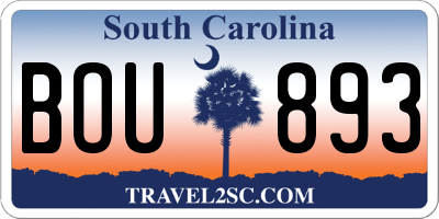 SC license plate BOU893