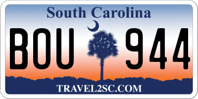 SC license plate BOU944