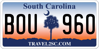 SC license plate BOU960
