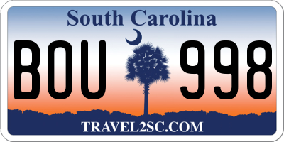 SC license plate BOU998
