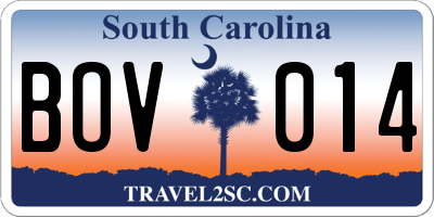 SC license plate BOV014