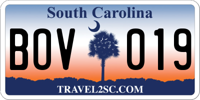 SC license plate BOV019