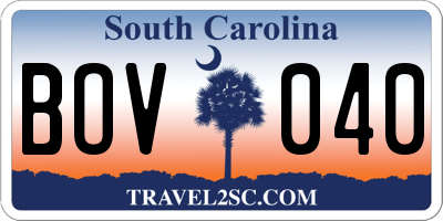 SC license plate BOV040