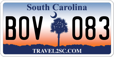 SC license plate BOV083