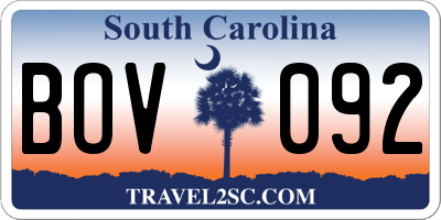 SC license plate BOV092