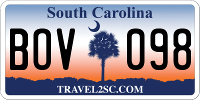 SC license plate BOV098