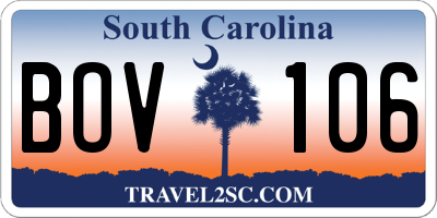 SC license plate BOV106