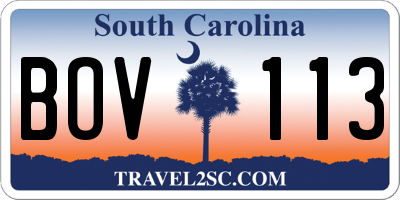 SC license plate BOV113