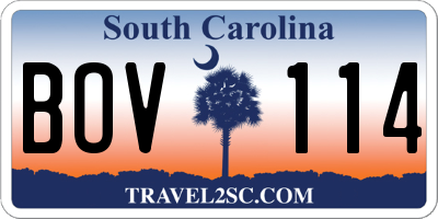 SC license plate BOV114