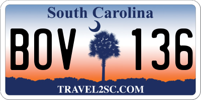 SC license plate BOV136