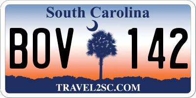 SC license plate BOV142