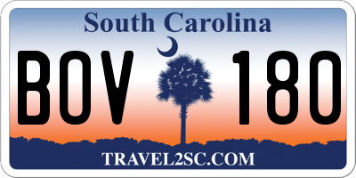 SC license plate BOV180
