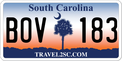 SC license plate BOV183