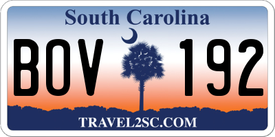 SC license plate BOV192