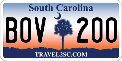 SC license plate BOV200