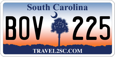 SC license plate BOV225
