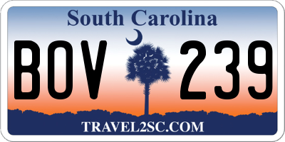SC license plate BOV239