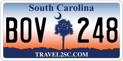 SC license plate BOV248