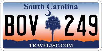 SC license plate BOV249