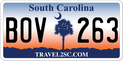 SC license plate BOV263