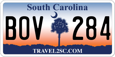 SC license plate BOV284
