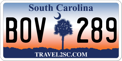 SC license plate BOV289