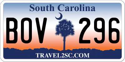 SC license plate BOV296