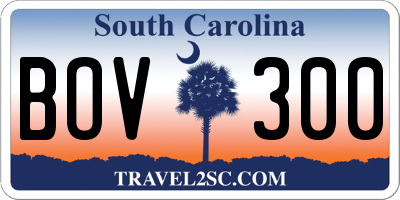 SC license plate BOV300