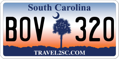SC license plate BOV320