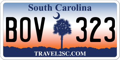 SC license plate BOV323