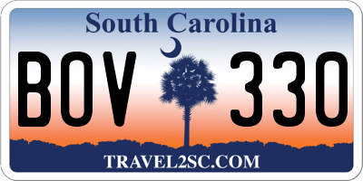 SC license plate BOV330