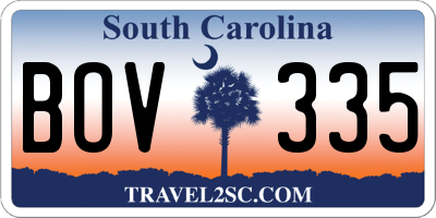 SC license plate BOV335