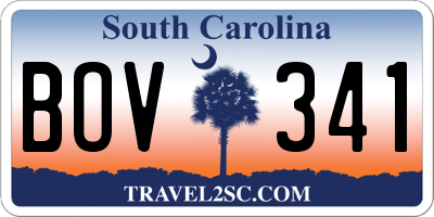 SC license plate BOV341
