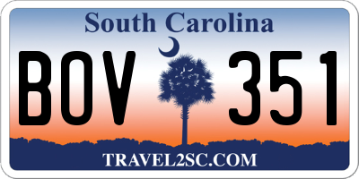 SC license plate BOV351
