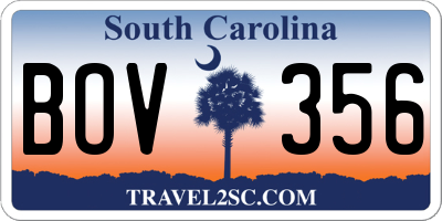SC license plate BOV356