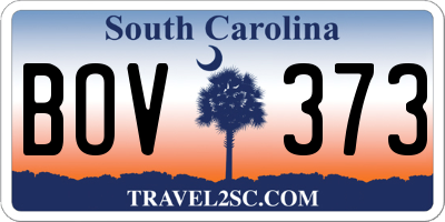 SC license plate BOV373