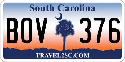 SC license plate BOV376