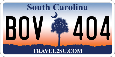 SC license plate BOV404
