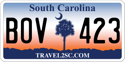 SC license plate BOV423