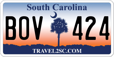 SC license plate BOV424