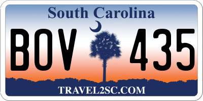 SC license plate BOV435