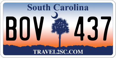SC license plate BOV437