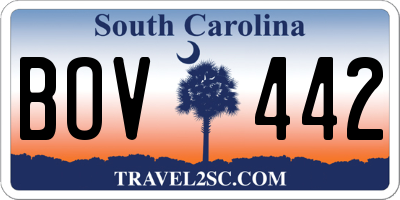 SC license plate BOV442