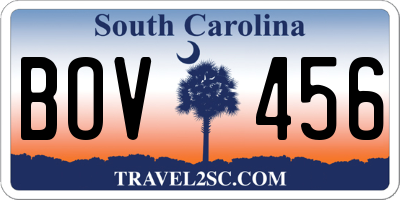 SC license plate BOV456
