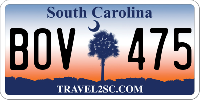 SC license plate BOV475